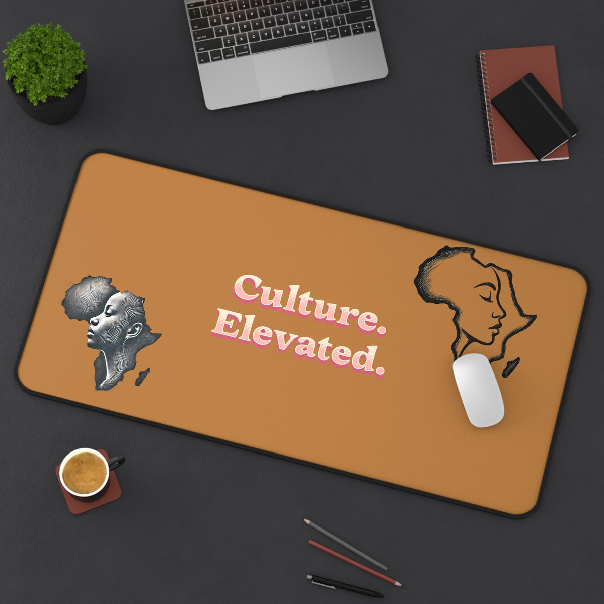 Culture Elevated Desk Mat — African Map & Typography Office Mousepad