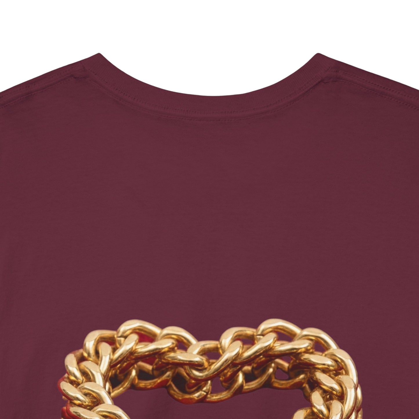 Graphic Tee — "Love Binds Stronger Than Fear" Gold Chain Heart T-Shirt