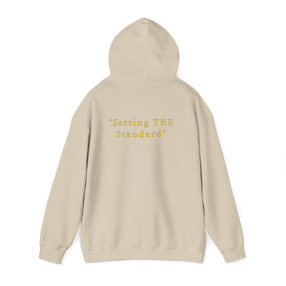 Melanin Standard Hoodie — "Setting THE Standard" Gold-Text Pullover