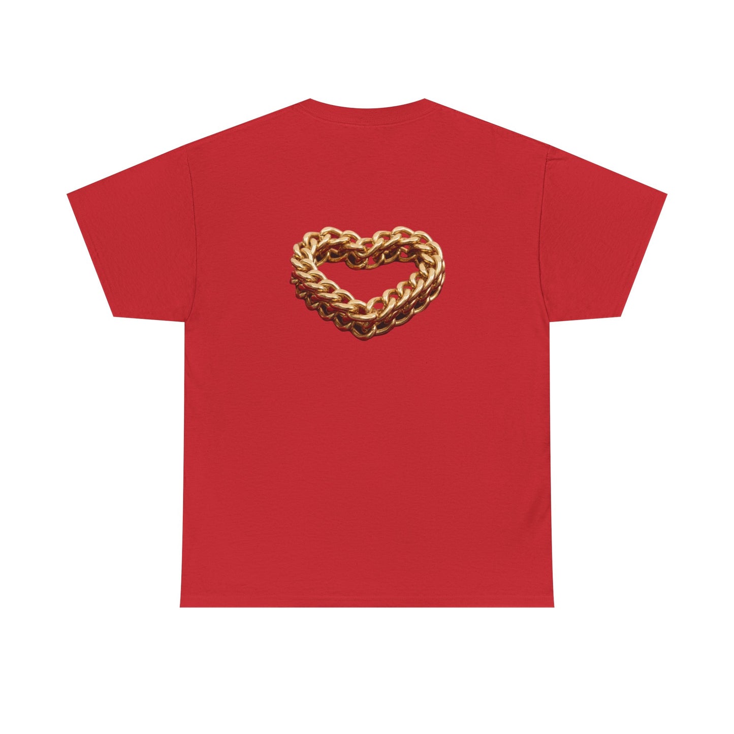 Graphic Tee — "Love Binds Stronger Than Fear" Gold Chain Heart T-Shirt