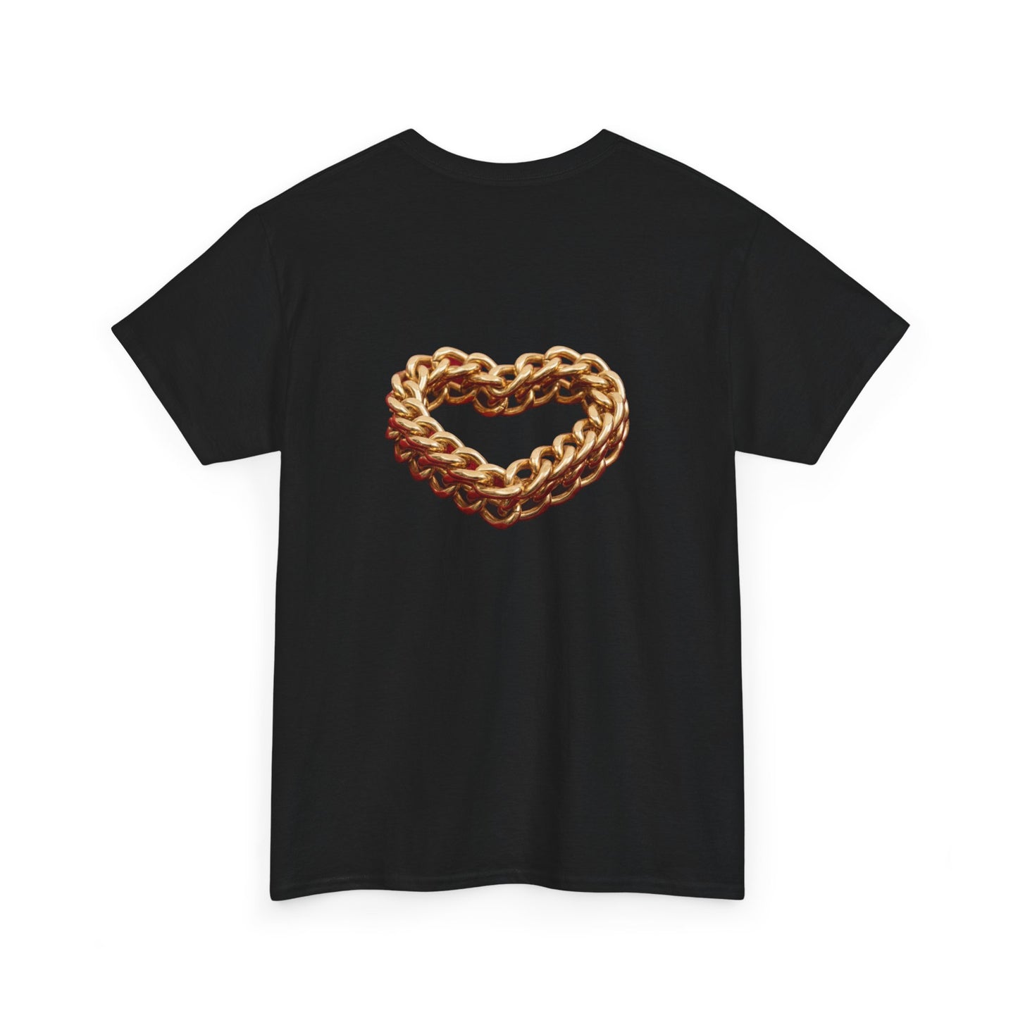 Graphic Tee — "Love Binds Stronger Than Fear" Gold Chain Heart T-Shirt