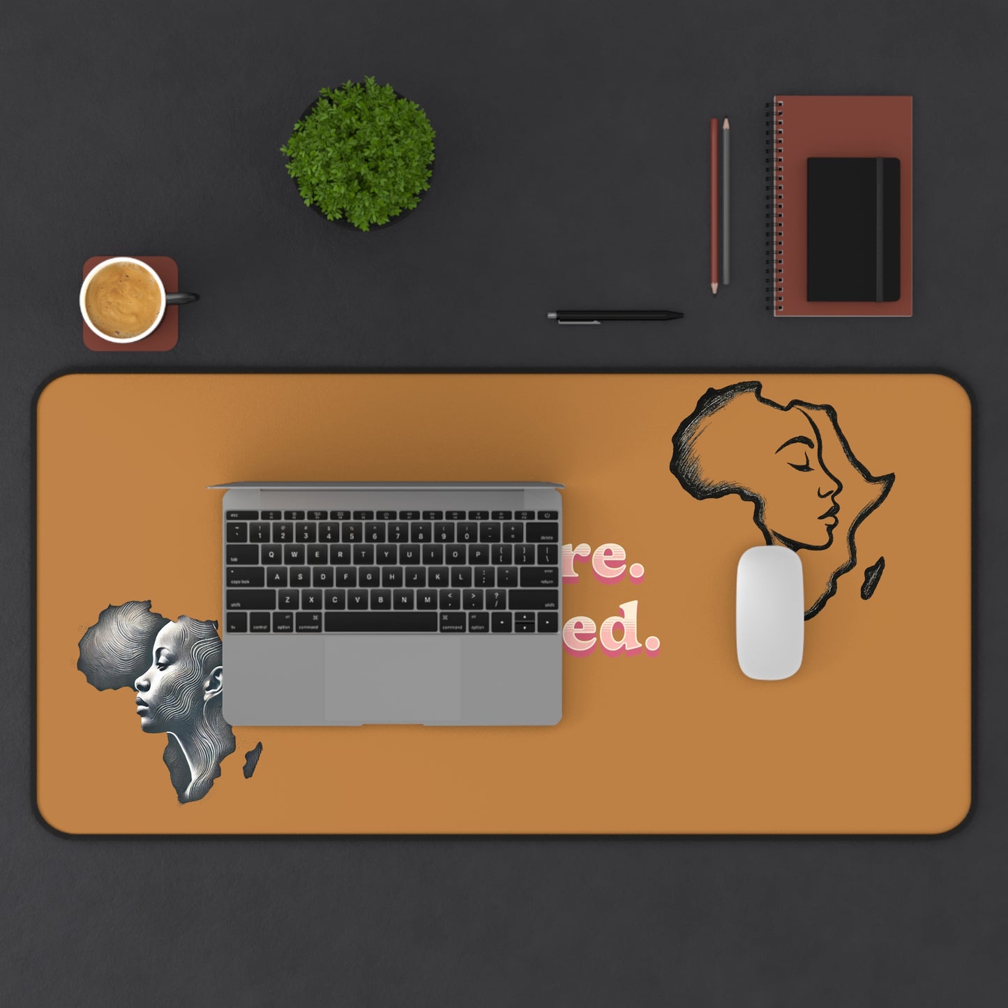 Culture Elevated Desk Mat — African Map & Typography Office Mousepad