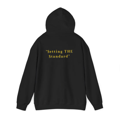 Melanin Standard Hoodie — "Setting THE Standard" Gold-Text Pullover