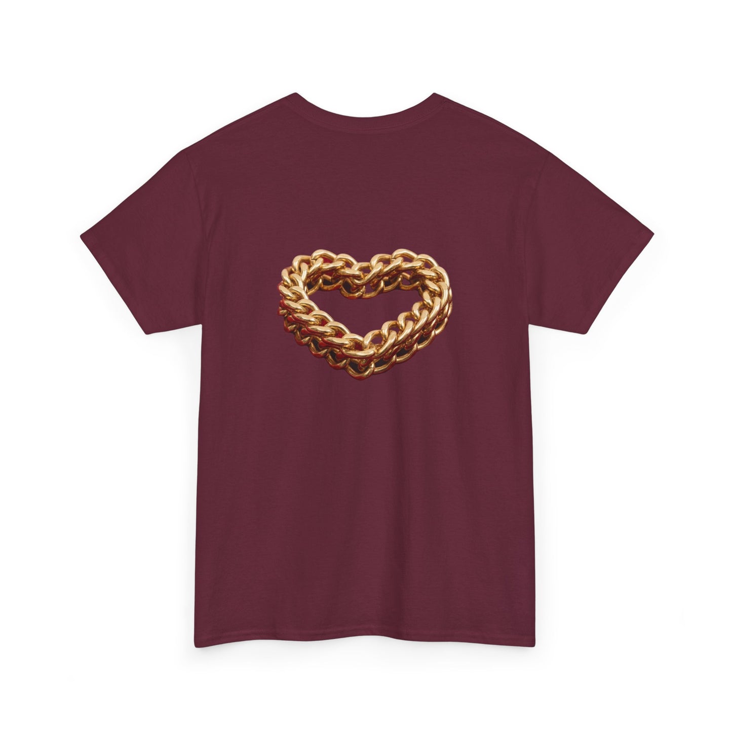 Graphic Tee — "Love Binds Stronger Than Fear" Gold Chain Heart T-Shirt
