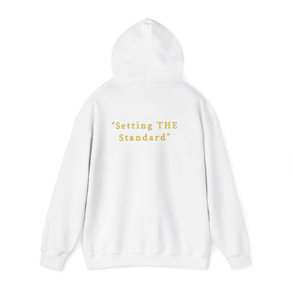 Melanin Standard Hoodie — "Setting THE Standard" Gold-Text Pullover