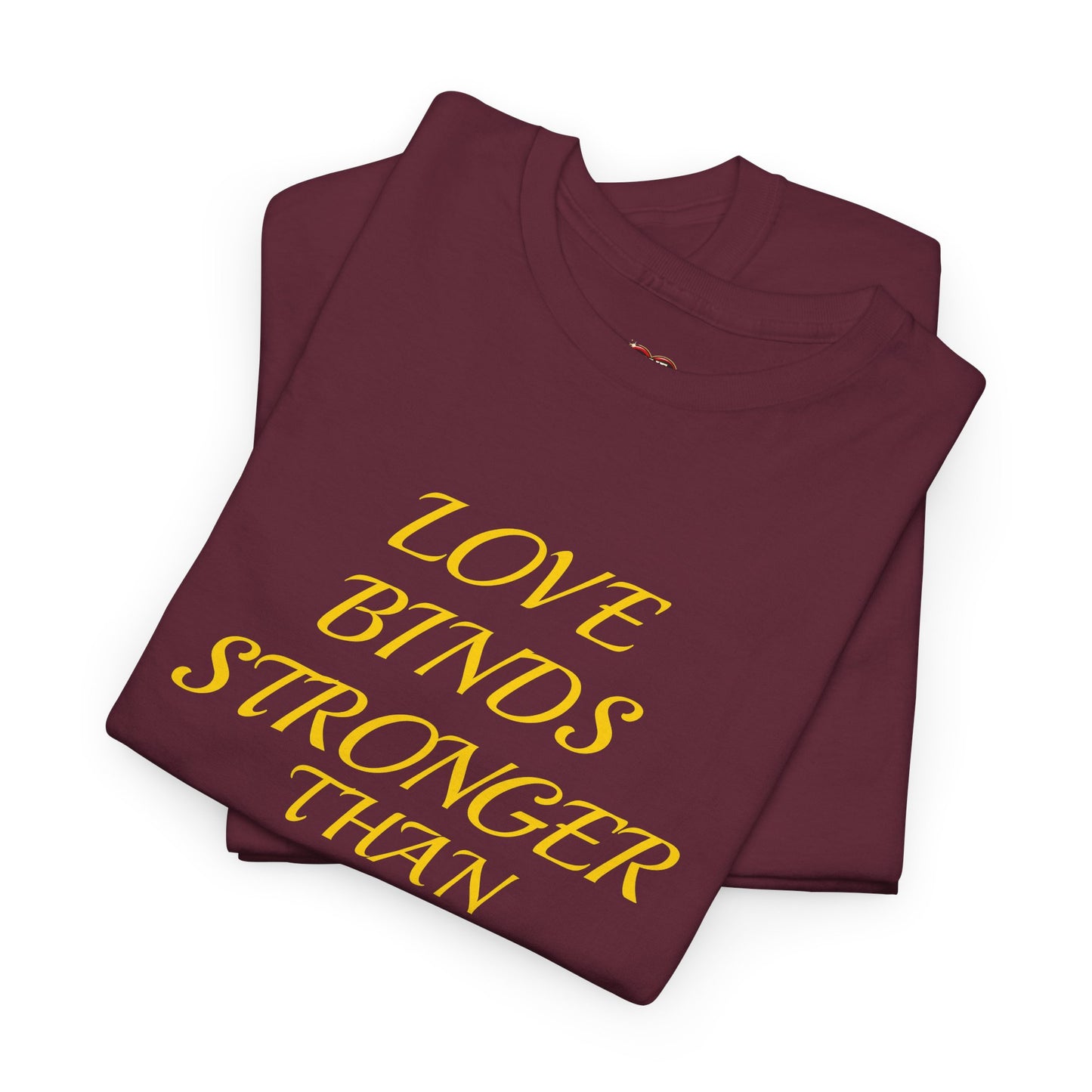 Graphic Tee — "Love Binds Stronger Than Fear" Gold Chain Heart T-Shirt