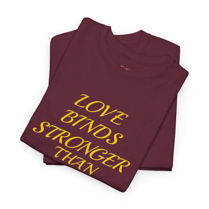 Graphic Tee — "Love Binds Stronger Than Fear" Gold Chain Heart T-Shirt